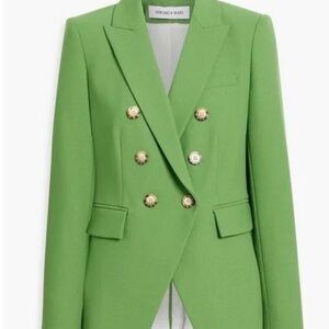 Veronica Beard Chartreuse Double-Breasted Dickey Blazer with Gold Buttons